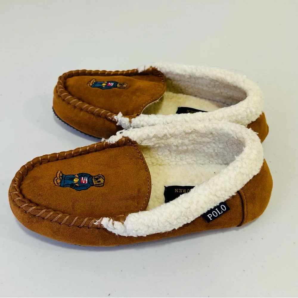 POLO RALPH LAUREN Kids‎ Dezi Bear Moccasin Slipper Chestnut Size 3